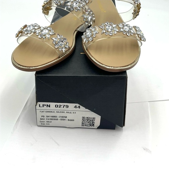 NIB Shoe Dazzle Haleigh Gold Rhinestone Sandals Size 6.5 - Picture 8 of 11